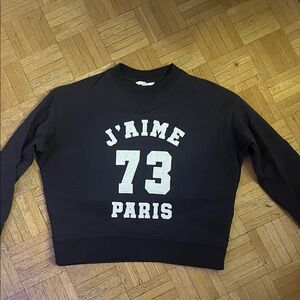 H&M Black Crew Neck Sweater with White Print
